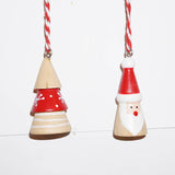 クリスマス  木製オブジェ　ミニツリー＆ミニサンタオーナメント