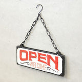 OPEN / CLOSED ドアハンガー　20cm　看板 サインプレート両面　壁掛用 　コベントアイアン