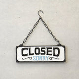 OPEN / CLOSED ドアハンガー　20cm　看板 サインプレート両面　壁掛用 　コベントアイアン