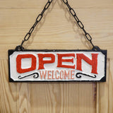 OPEN / CLOSED ドアハンガー　20cm　看板 サインプレート両面　壁掛用 　コベントアイアン
