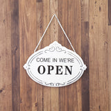 OPEN / CLOSED ドアハンガーホワイト　看板 サインプレート両面　壁掛用