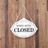 OPEN / CLOSED ドアハンガーホワイト　看板 サインプレート両面　壁掛用