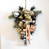 クリスマスリース　クリスマススワッグ20×26cm　6174ピンク