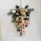 クリスマスリース　クリスマススワッグ20×26cm　6174ピンク