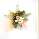 クリスマスリース　ホワイトスター　25cm　 クリスマス造花 HSM6186WH