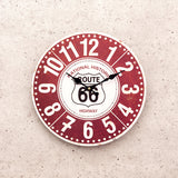 アンティークMDFクロック　ROUTE66赤　掛時計
